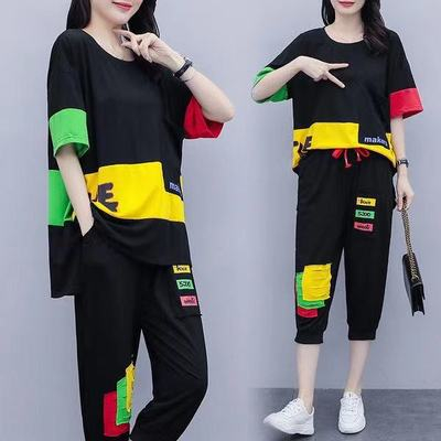 超大碼M-5XL女裝新款胖妹妹顯瘦套裝遮肚減齡寬鬆兩件套夏裝