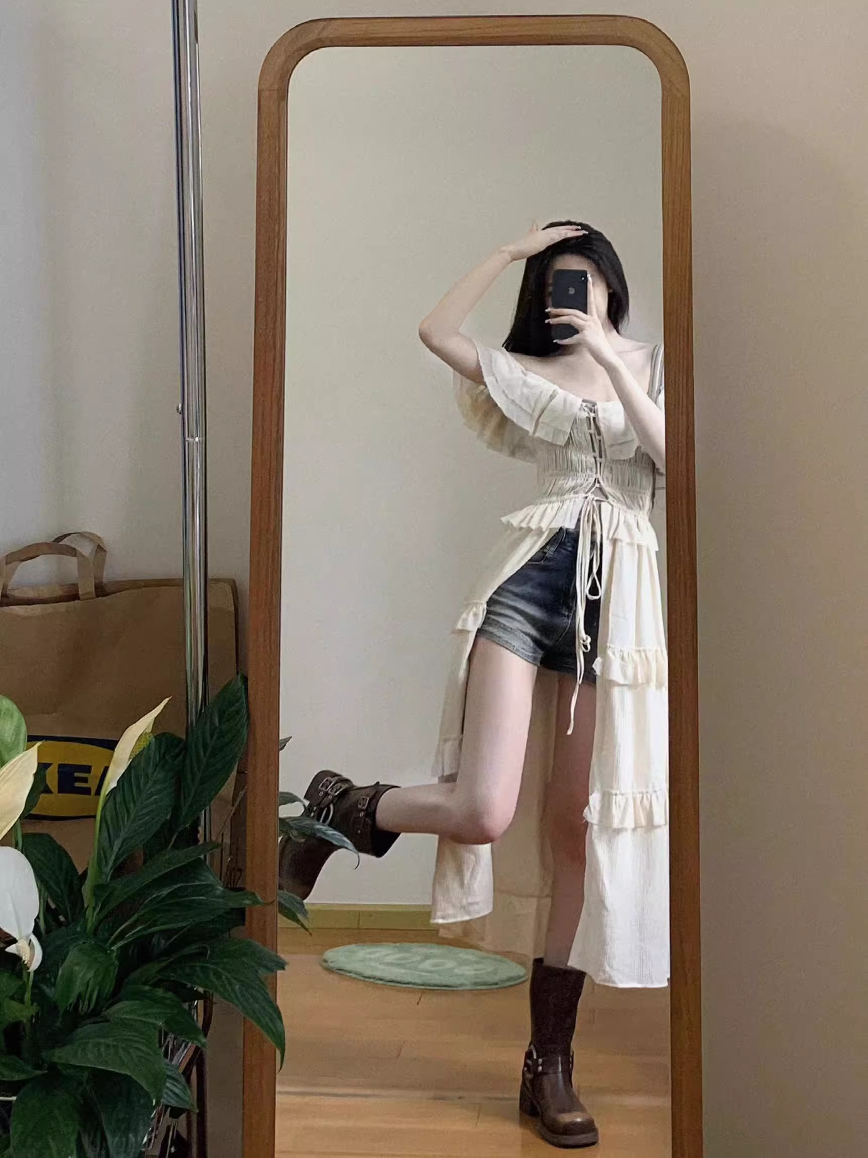 辣妹設計荷葉邊綁帶連衣裙女夏季2024新款防曬開衫長款度假風裙子