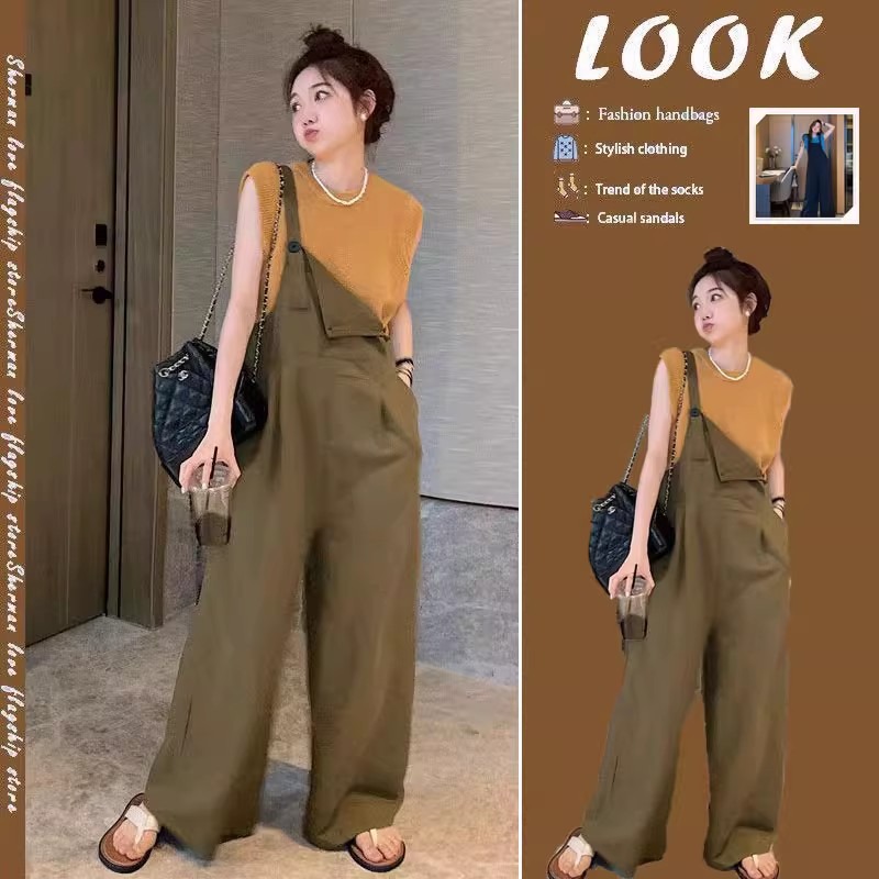 2024春夏大碼女裝東大門顯瘦減齡百搭甜美氣質背帶褲M-5XL200斤