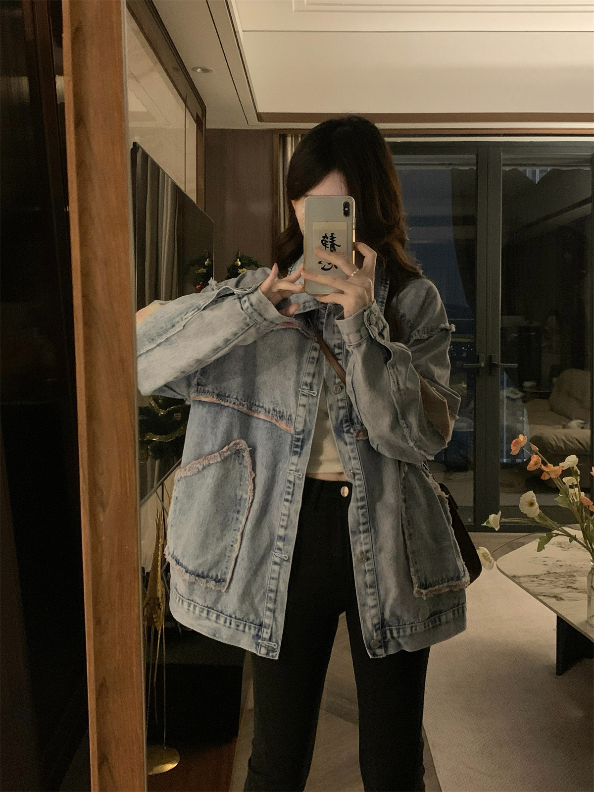 實拍美式復古港風水洗做舊牛仔外套女oversize設計感小眾夾克