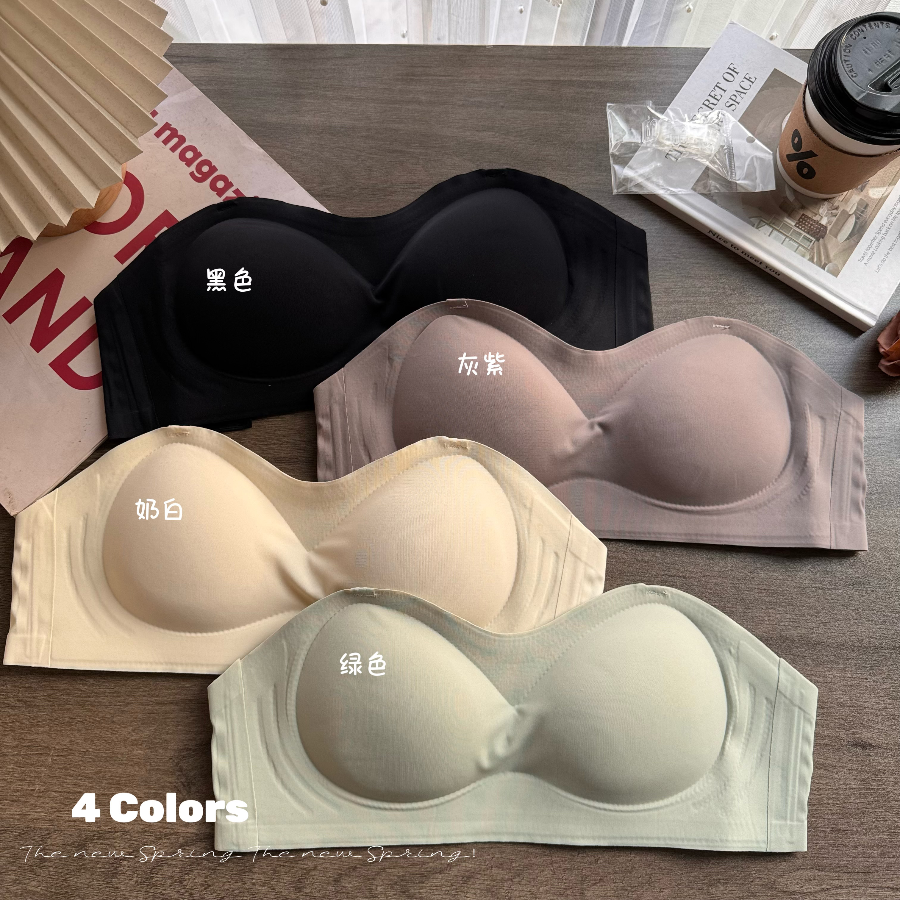 Real shot of summer seamless no steel ring tube top bra for women with small breasts gathered sexy non-slip beautiful back underwear bra