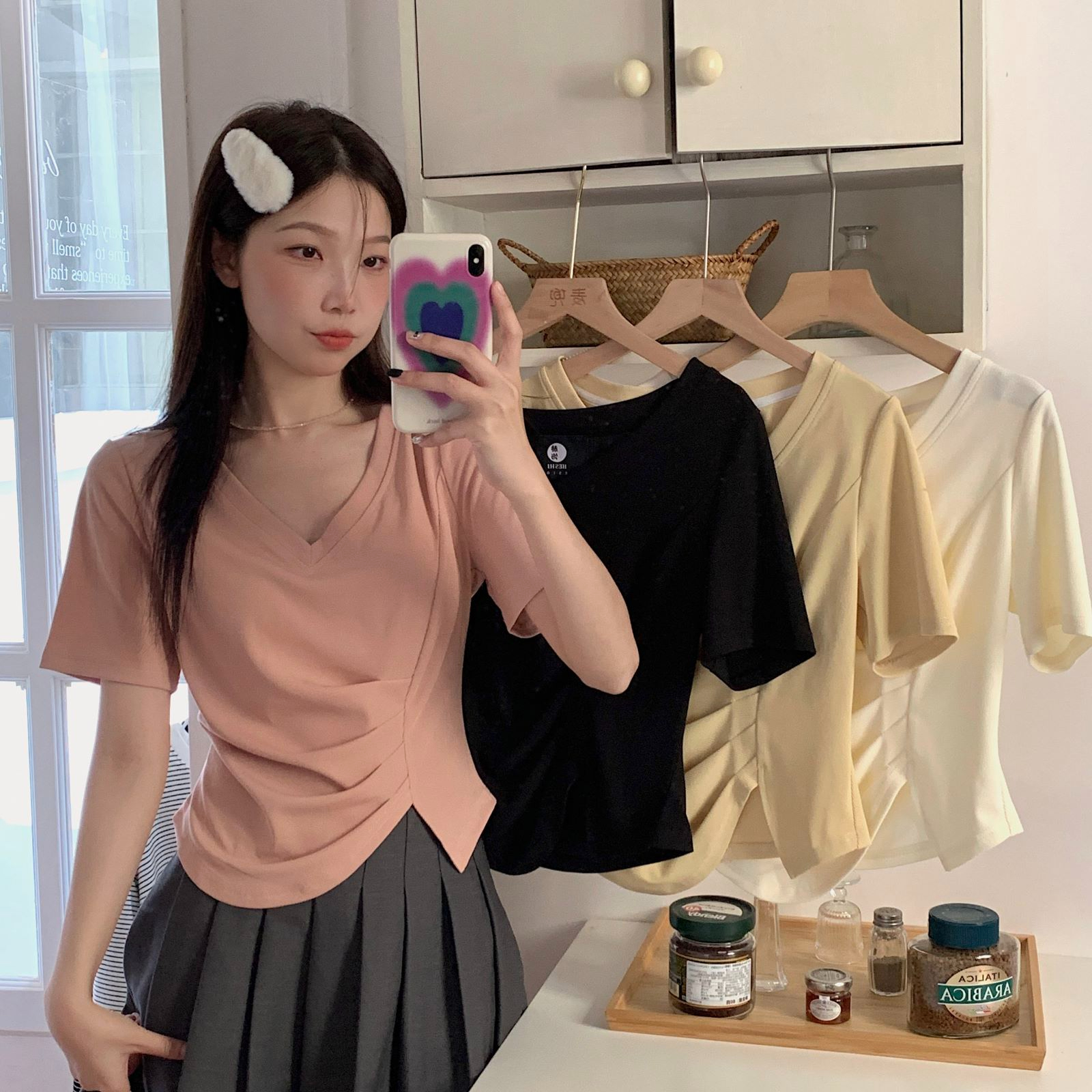 Designed summer new short-sleeved T-shirt women's niche summer new irregular large size top