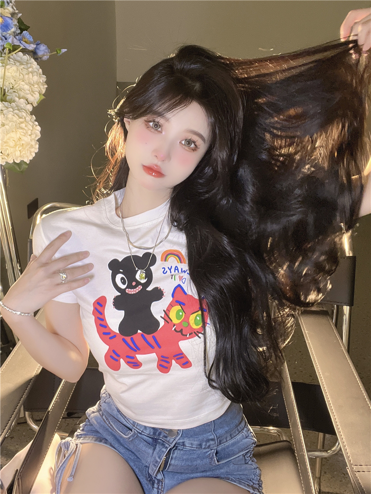 Official picture 92 cotton/8 spandex 40 count 210g pure cotton slim short T-shirt women's short sleeves