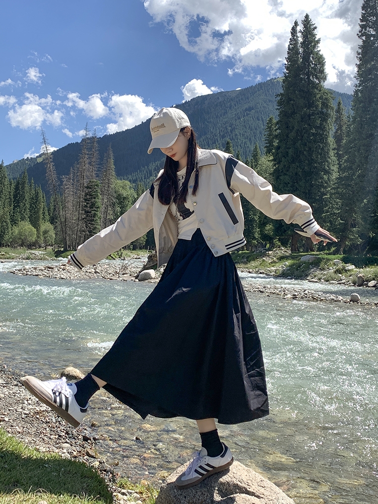 EKOOL定製 撞色拼接短款棒球服外套女春秋百搭寬鬆顯瘦夾克外套女