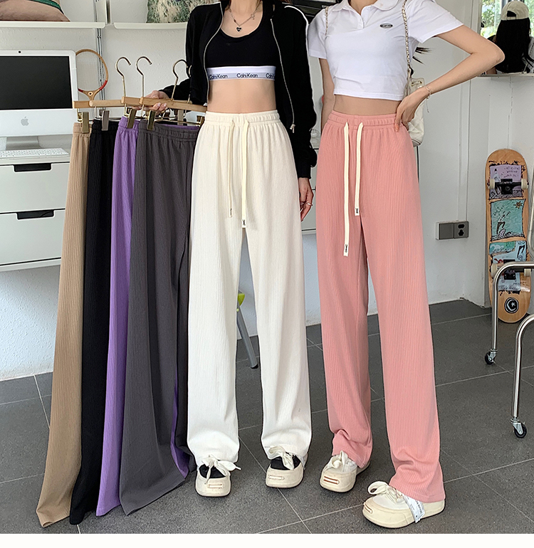 7258實拍~大碼女裝窄版闊腿直筒褲褲女高腰顯瘦垂感休閒褲