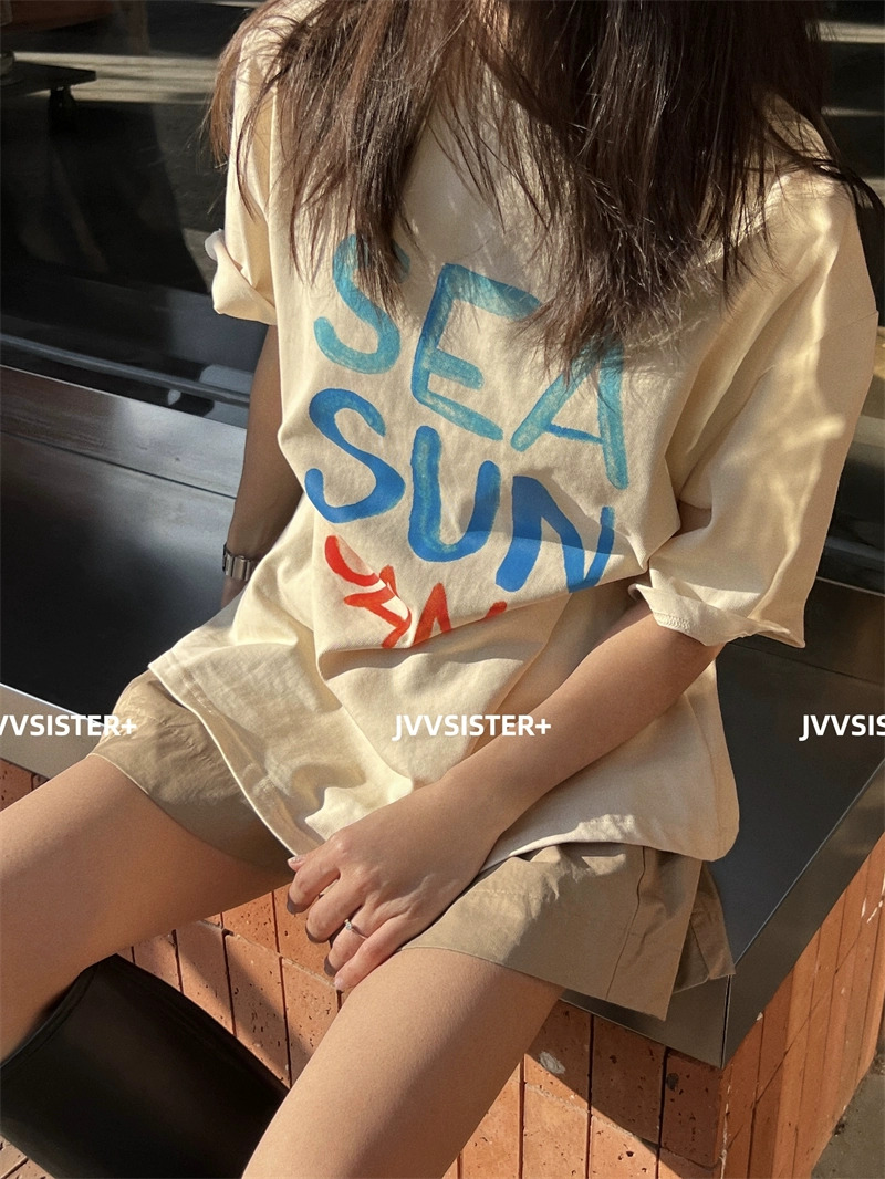 官圖 重磅/精梳純棉 後包領 有縫邊 S-XXXL 夏裝短袖T恤女