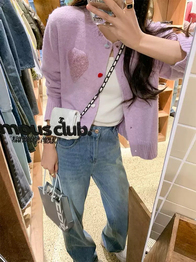 曾小咸 少女收割機 小個子短款針織開衫女春秋款甜美溫柔寬鬆上衣
