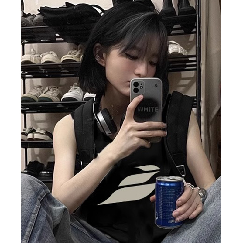 210克後包條 春夏季寬鬆純棉印花無袖背心女