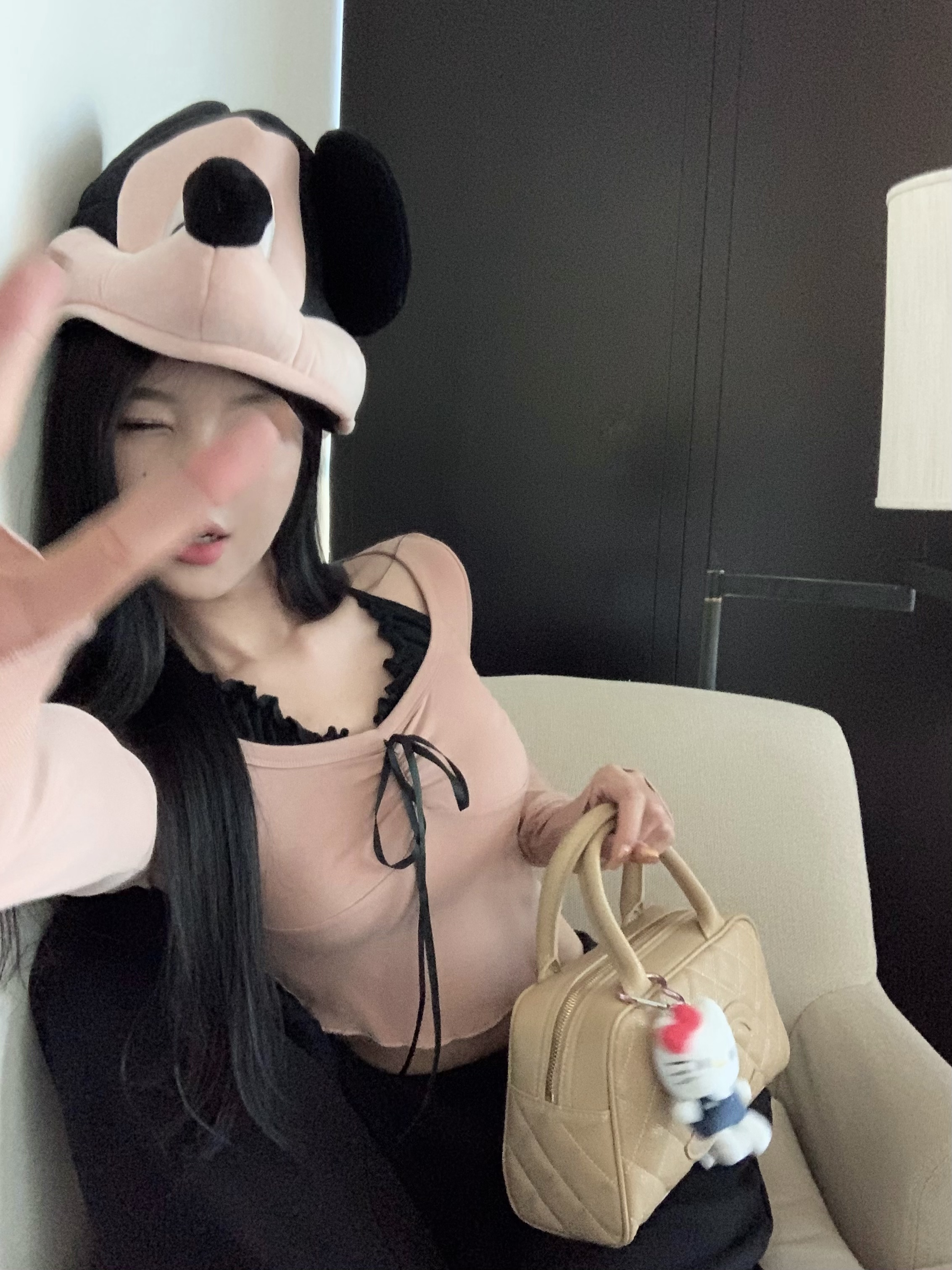 實拍 黑松露設計感小眾假兩件上衣