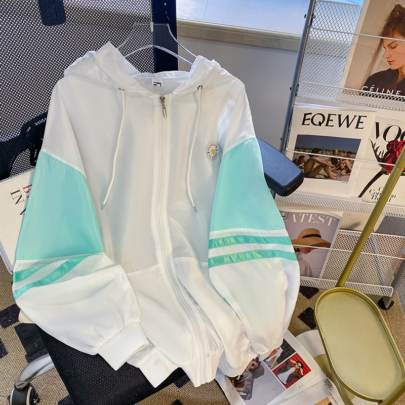 | 實拍 | 夏季寬鬆休閒撞色百搭薄款拉鏈開衫防曬服外套女