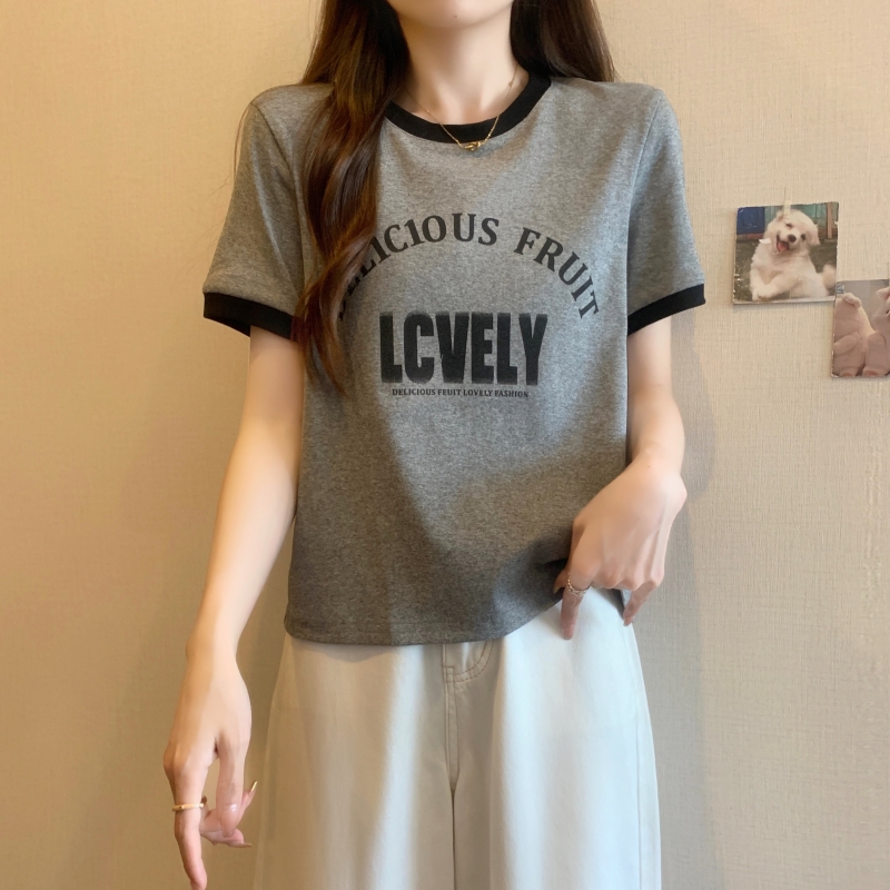 Real shot of pure cotton American retro raglan short-sleeved T-shirt for women in summer slimming pure lust hot girl short top ins