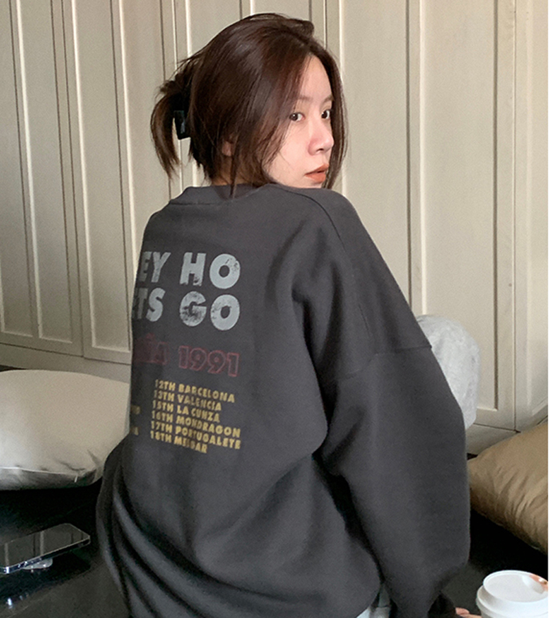 薄款加絨加厚 字母印花衛衣加厚加絨女寬鬆圓領套頭