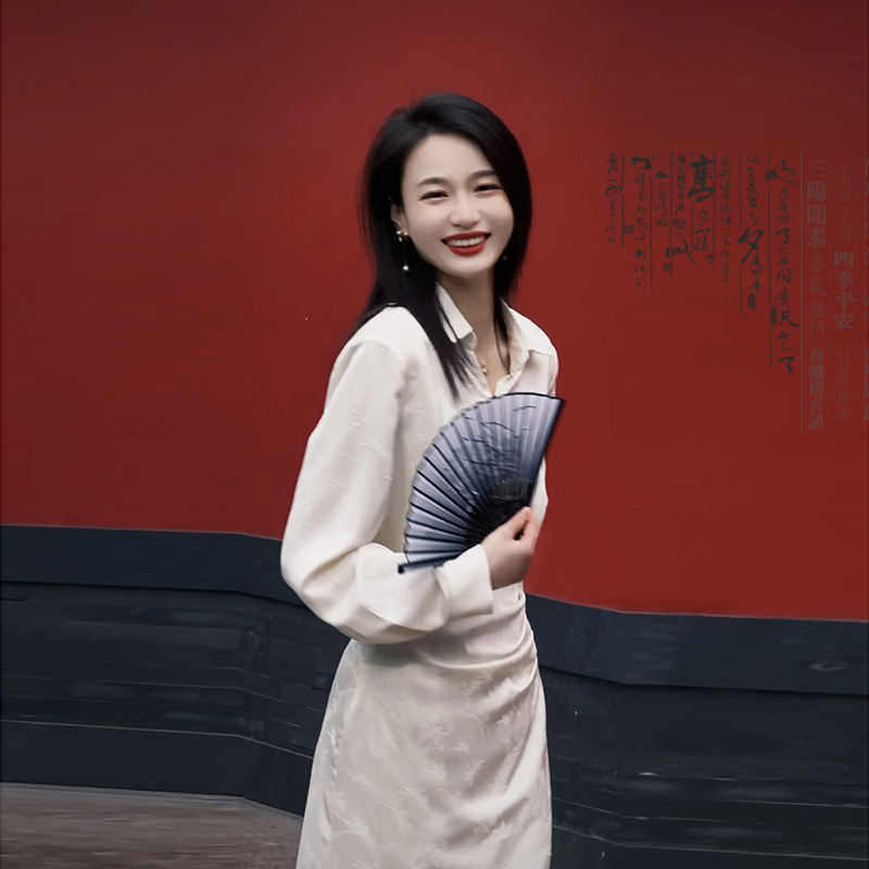 亦瑤定製憶江南 高級輕奢顯瘦氣質假兩件國風連衣長裙2024春