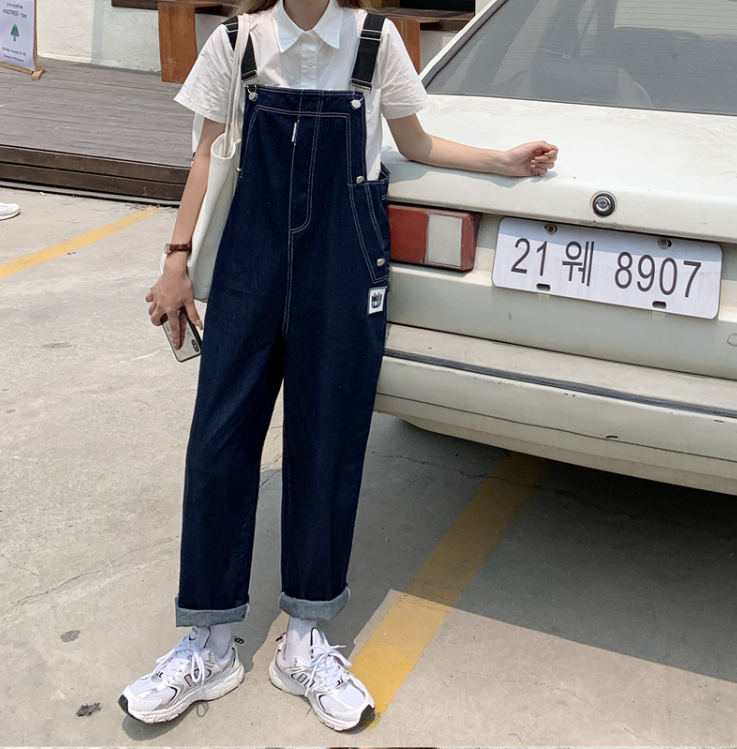 夏裝實拍大碼胖mm時髦設計感工裝連體褲高腰連體褲M-5XL200斤