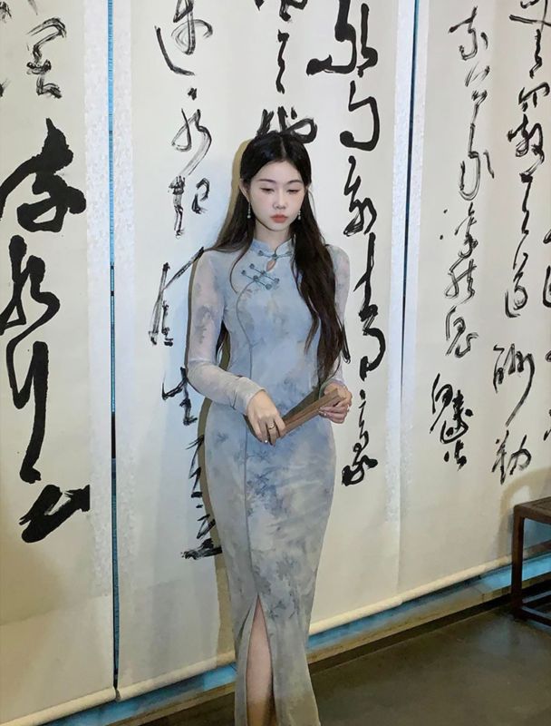 EIA一堯 望春風 新中式國風清冷改良旗袍連衣裙女氣質暈染復古裙