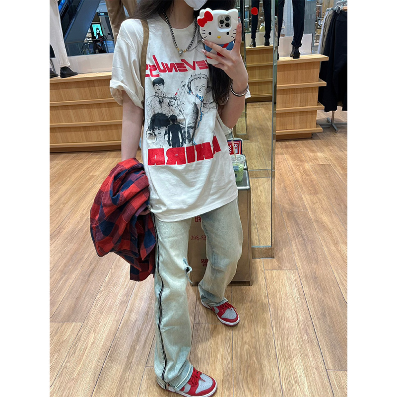 官圖 重磅/精梳純棉 後包領 有縫邊 S-XXXL 夏裝短袖T恤女