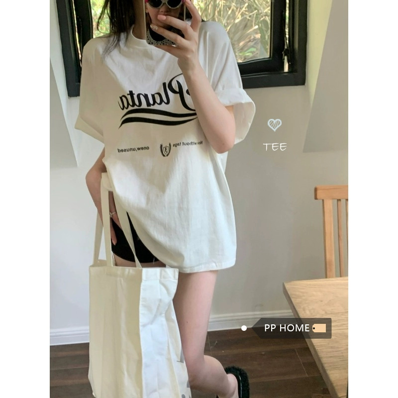 官圖 重磅/精梳純棉 後包領 有縫邊 S-XXXL 夏裝短袖T恤女