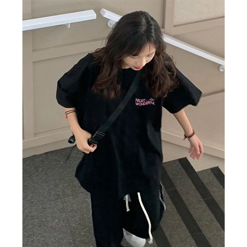 230克純棉包領高品質天貓質量2024初夏短袖純棉印花T恤女