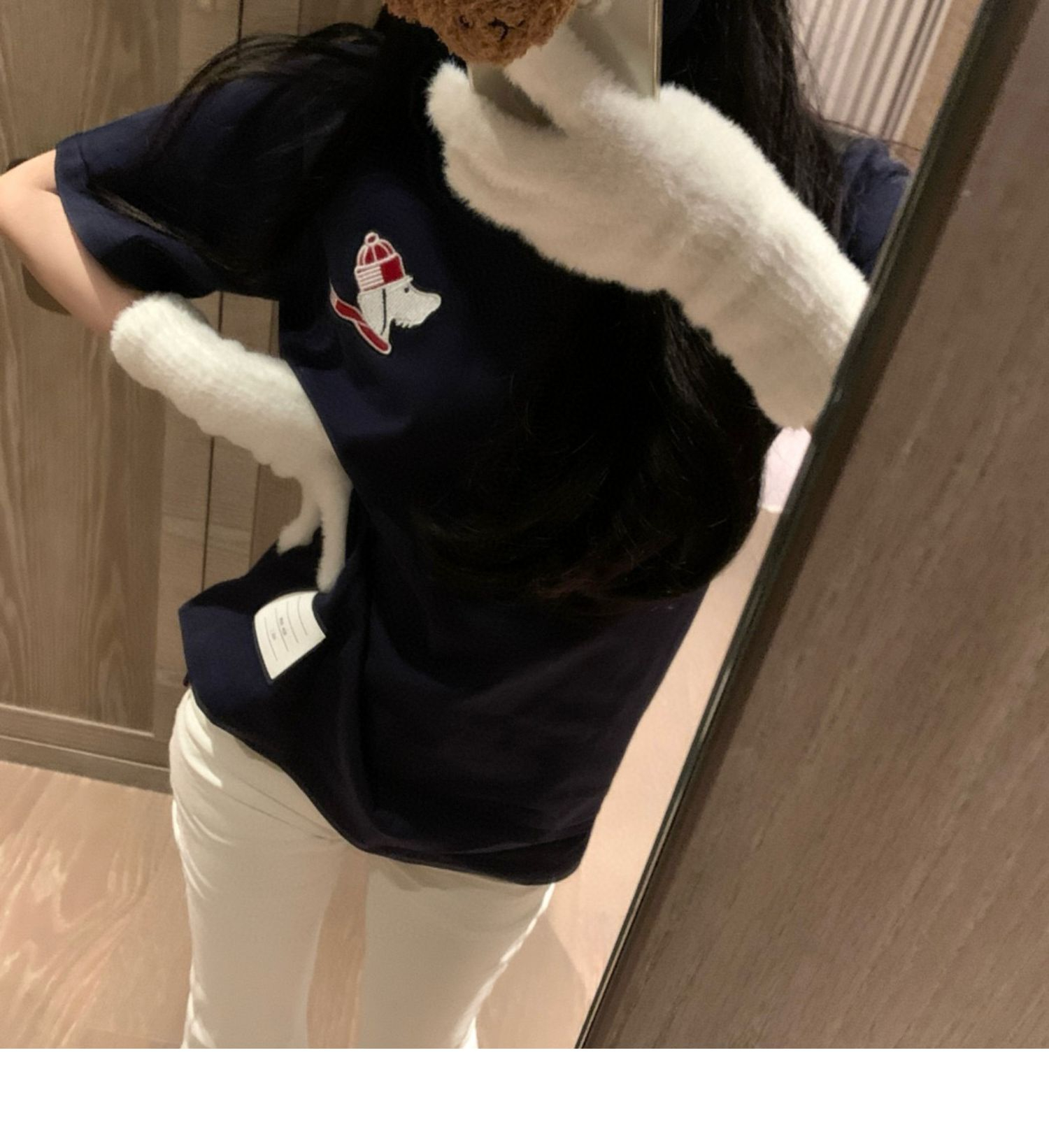 潮牌小狗刺繡短袖T恤女2024春夏新款設計感小眾時尚上衣