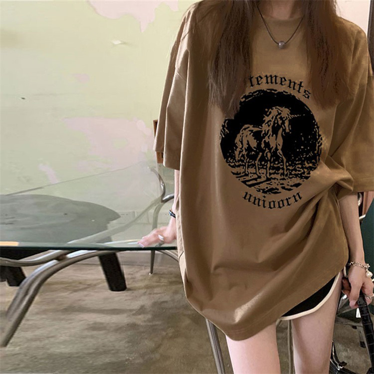 官圖 重磅/精梳純棉 後包領 有縫邊 S-XXXL 夏裝短袖T恤女
