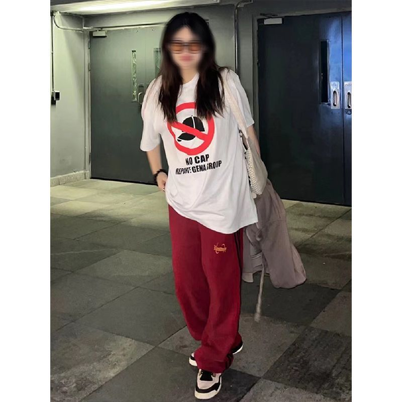 嘻哈印花短袖t恤女夏季高街oversize學生上衣ins