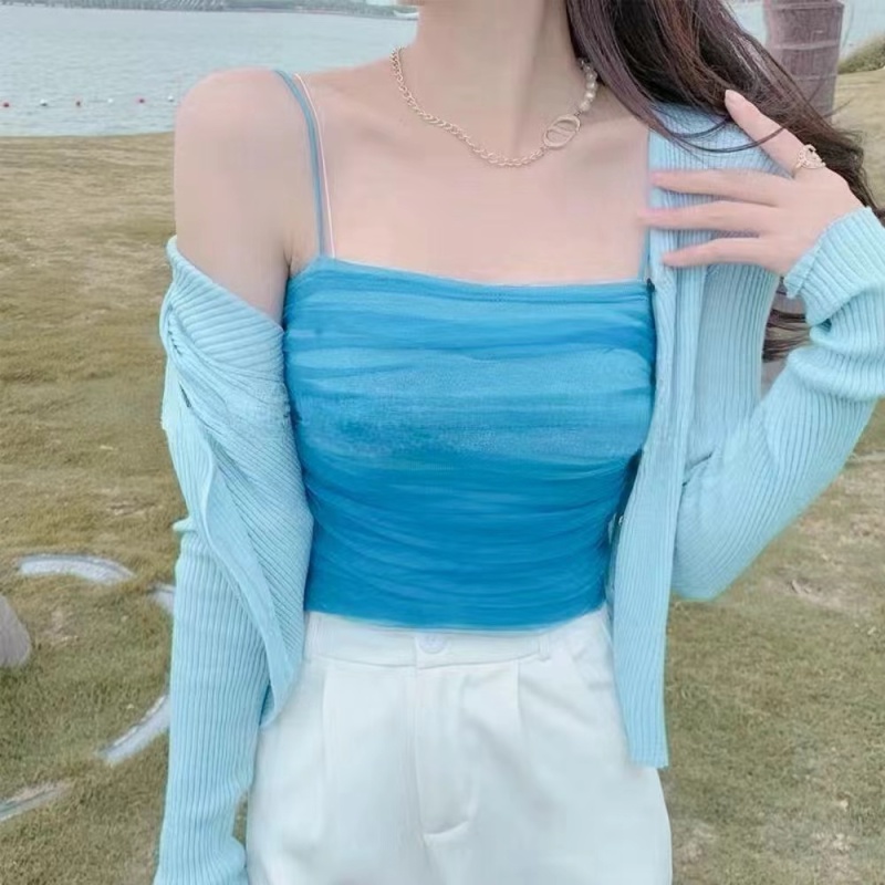 螺紋夏季新款法式星星甜辣背心吊帶辣妹內搭休閒無袖工字上衣