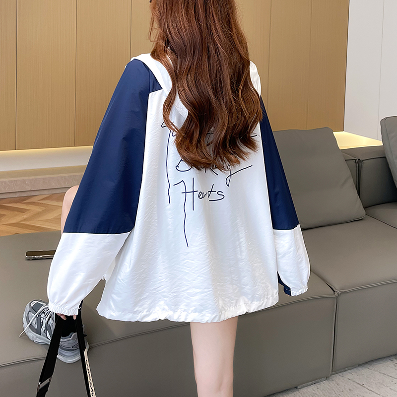| 實拍 | 夏季寬鬆休閒撞色百搭薄款拉鏈開衫防曬服外套女
