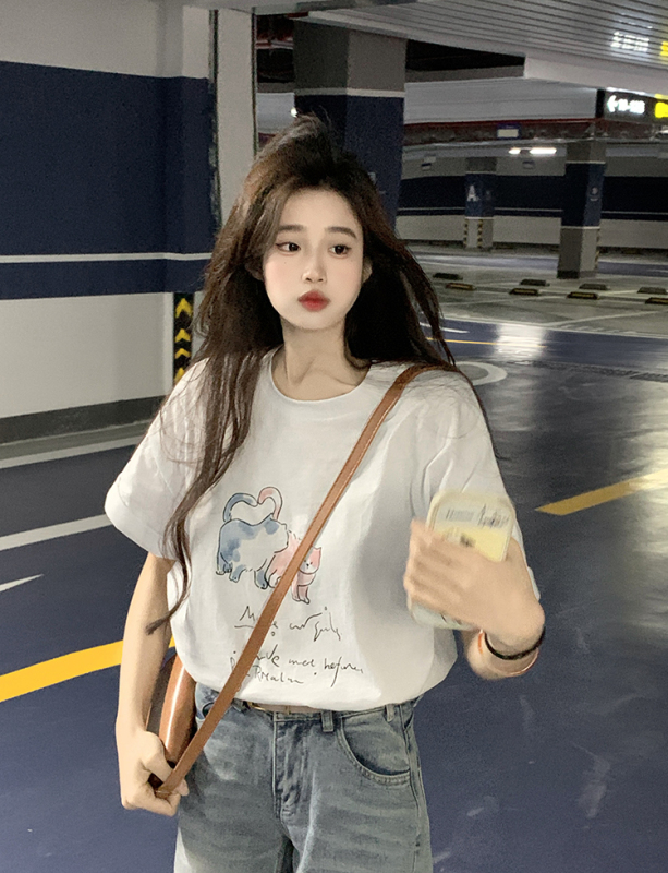 原創~實拍~印花純棉短袖T恤女印花半袖上衣