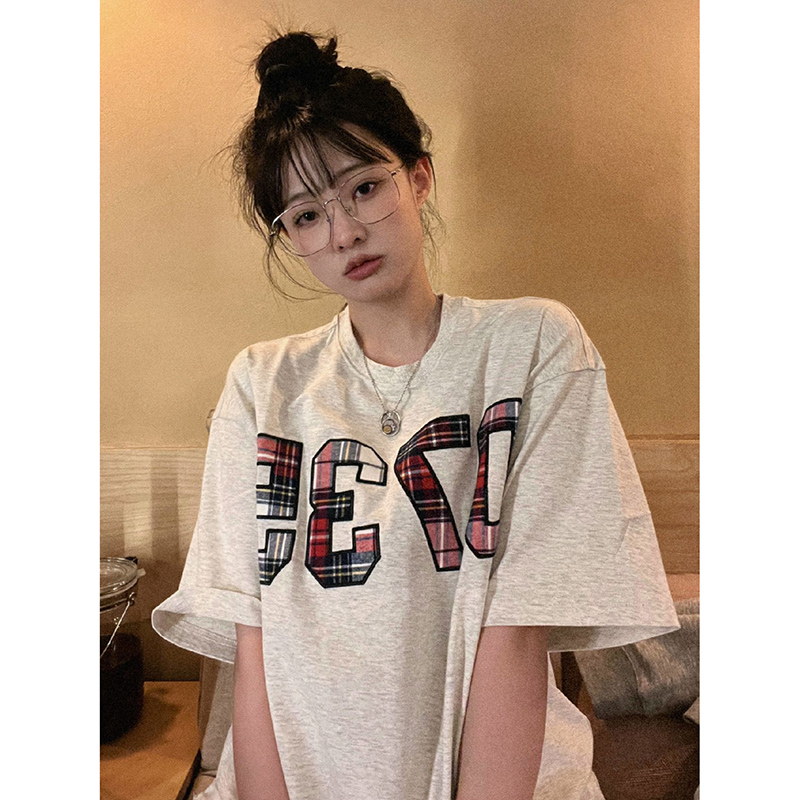 官圖220克/精梳純棉後包領有縫邊S-XXXL夏裝短袖T恤女