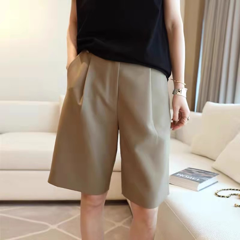 大碼女裝~胖MM女夏休閒西裝潮高腰外穿闊腿五分褲