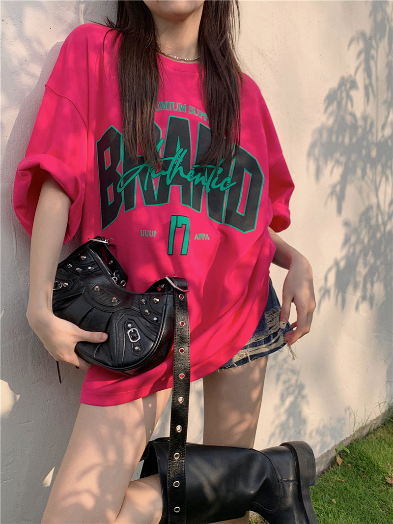 官圖 重磅/精梳純棉 後包領 有縫邊 S-XXXL 夏裝短袖T恤女