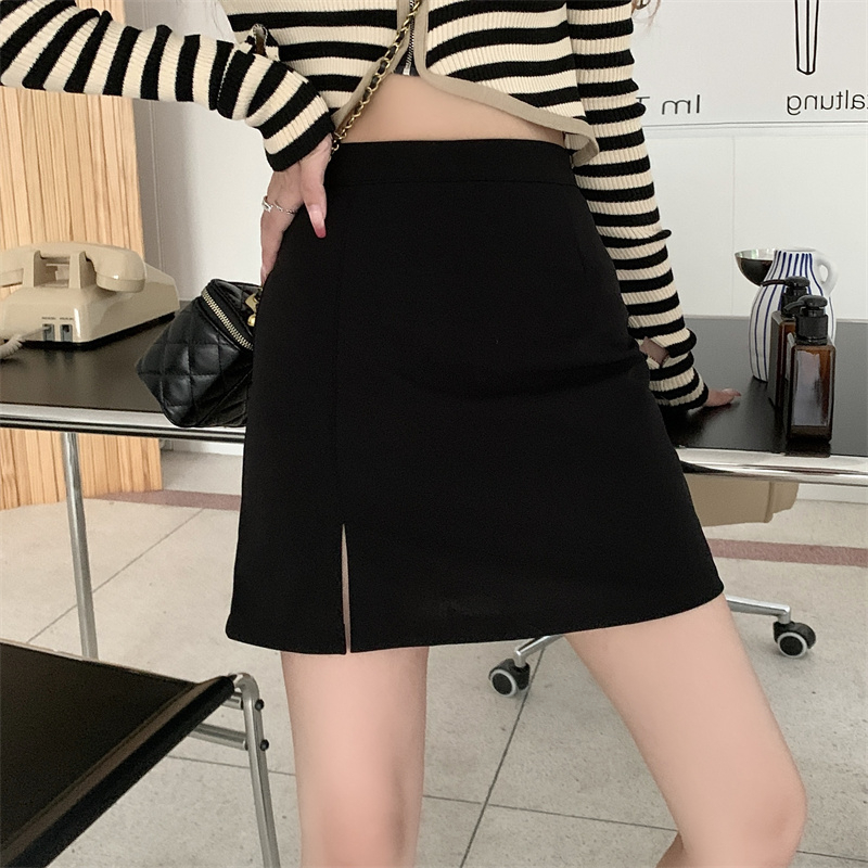 夏季2024新款開叉短裙子女