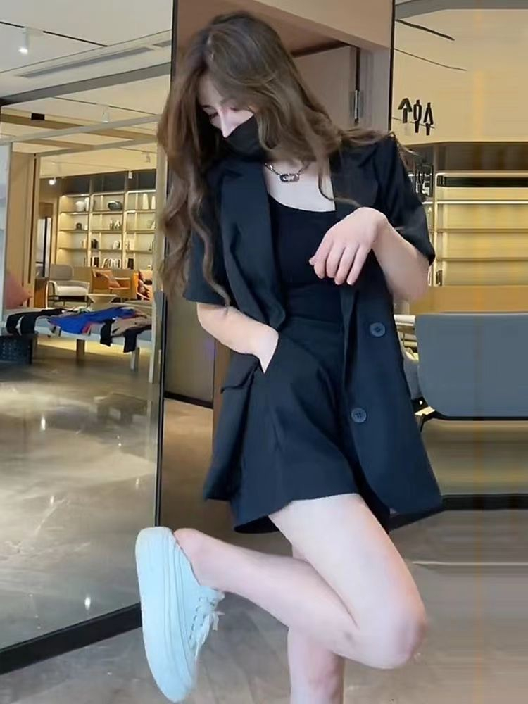 西裝套裝女裝夏季韓版寬鬆氣質學院風減齡溫柔系職業涼快垂感抗皺