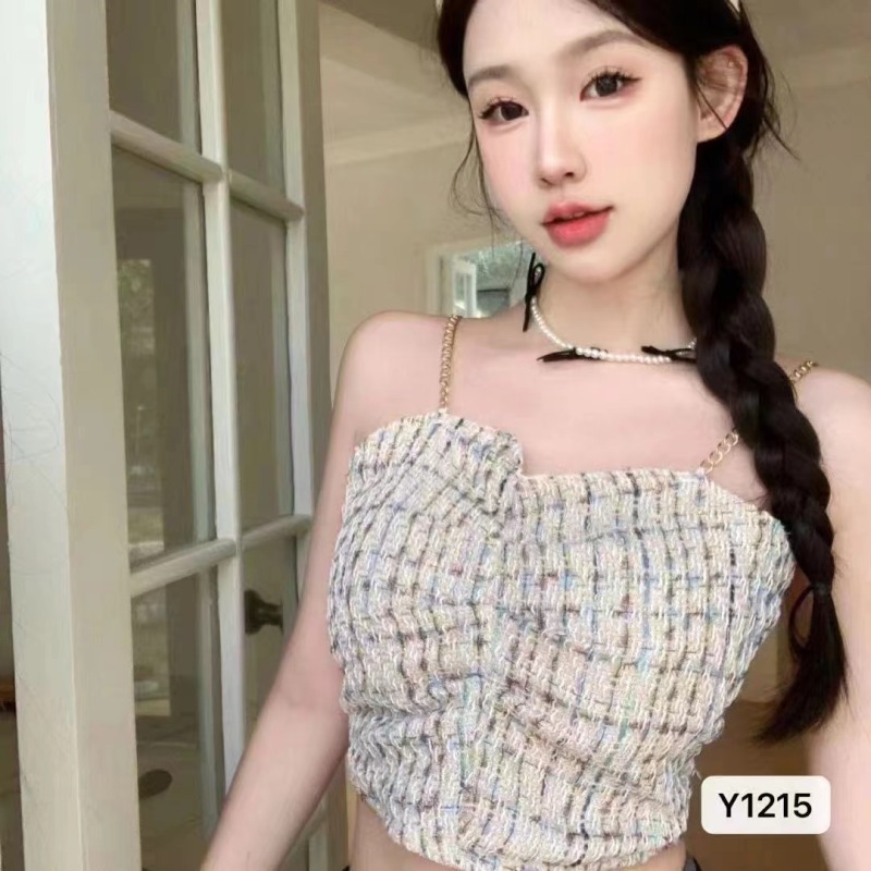 純欲溫柔風無袖毛毛拼接針織吊帶背心女秋冬辣妹內搭短款打底上衣
