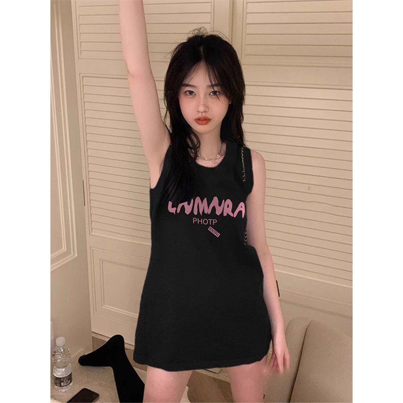 210克後包條 春夏季寬鬆純棉印花無袖背心女