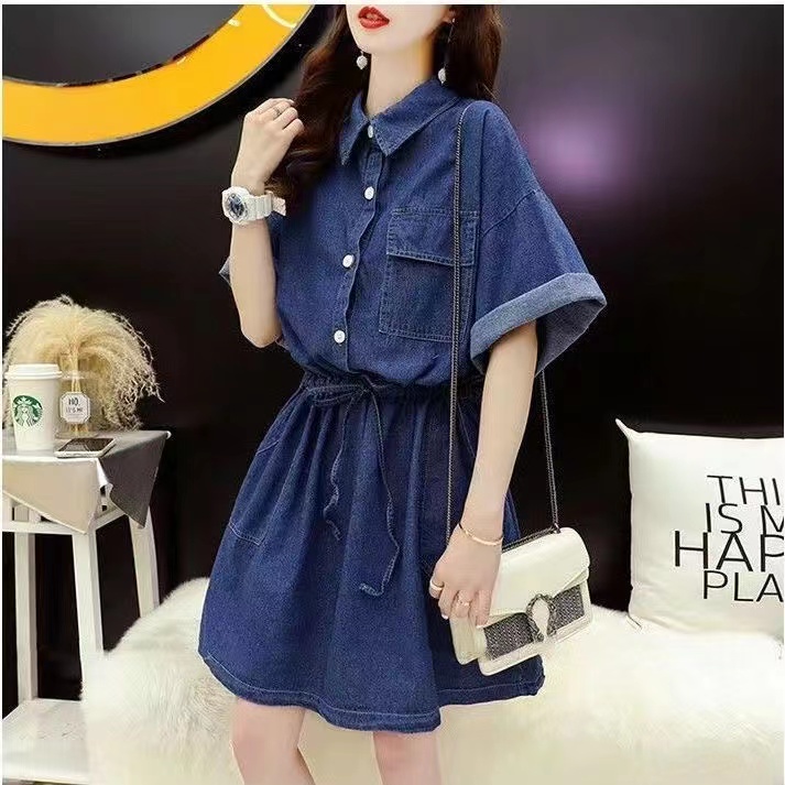 夏裝新款大碼女裝胖MM韓國慵懶洋氣減齡翻領寬鬆連衣裙S-5XL200斤