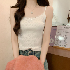 Real shot of lace sling white vest summer new sweet and sexy slimming bm top for small people