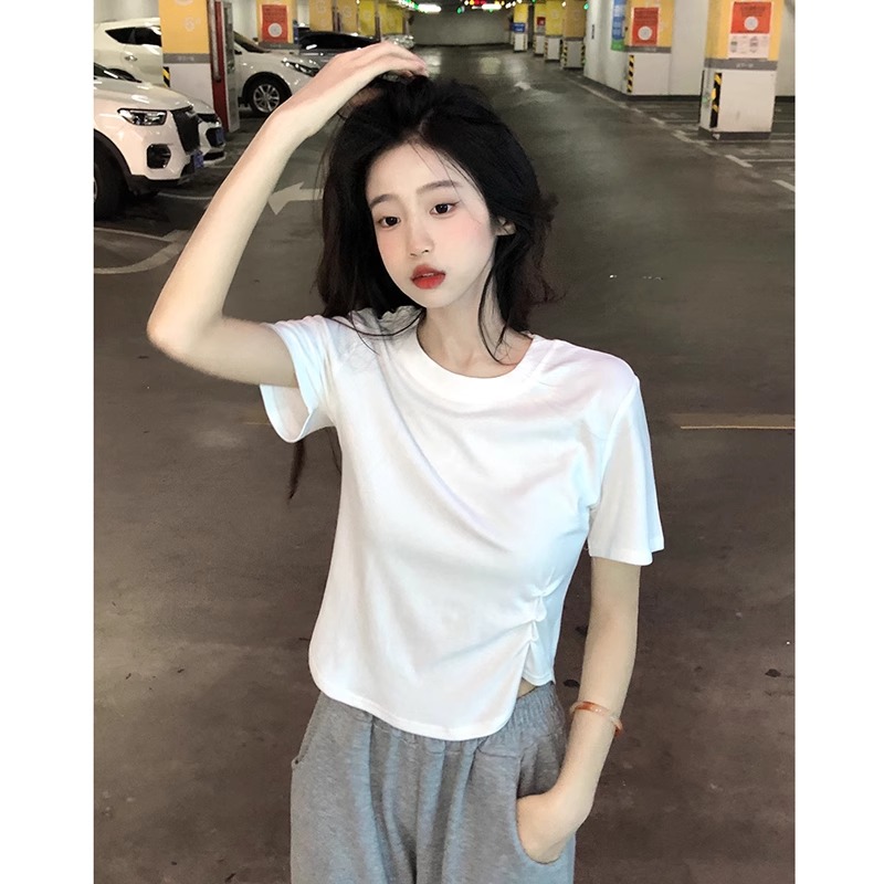 Official picture 92 cotton/8 spandex 40 count 210g pure cotton short T-shirt short-sleeved top for women