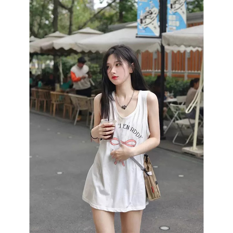210克後包條 春夏季寬鬆純棉印花無袖背心女