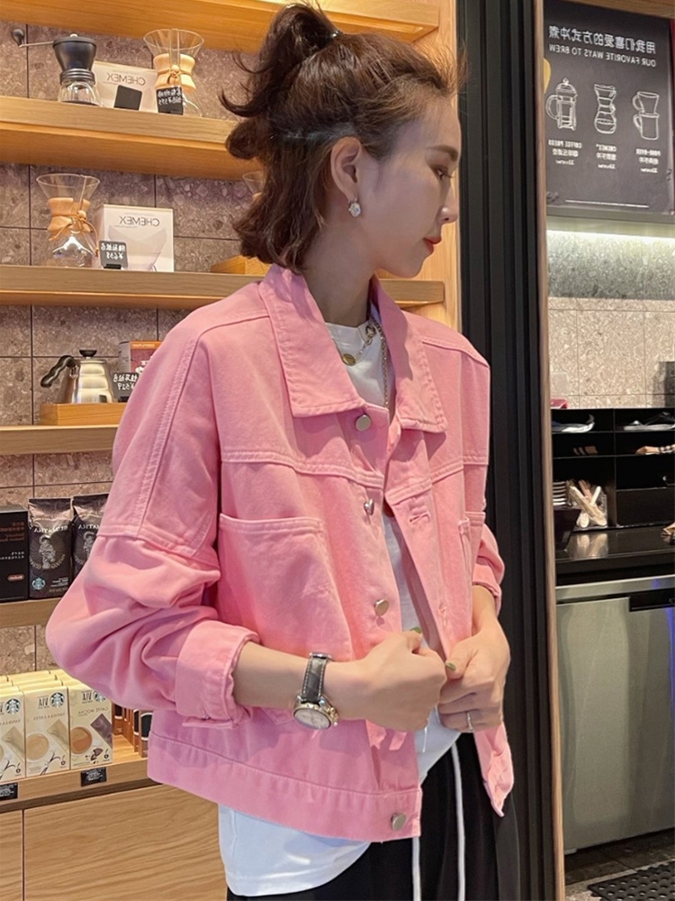 春秋韓系休閒寬鬆綠色牛仔外套女2024年新款時尚洋氣百搭短款上衣