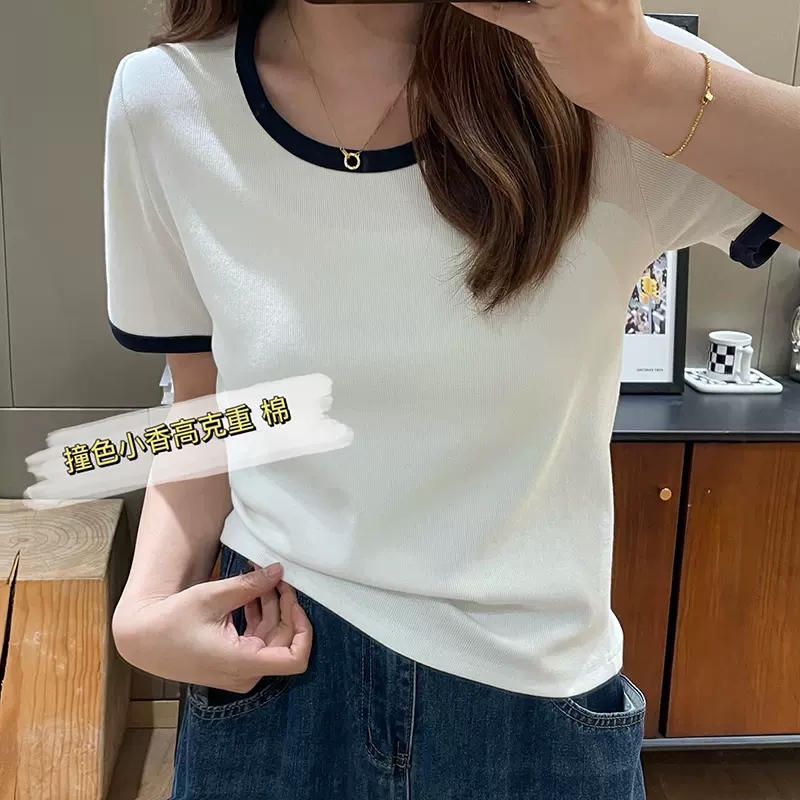 Official picture 210g pure cotton summer new short-sleeved T-shirt women's ins slim top