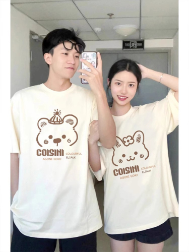 disoo情侣装2024新款夏季不一样特别的短袖T恤小众高级感韩系套装