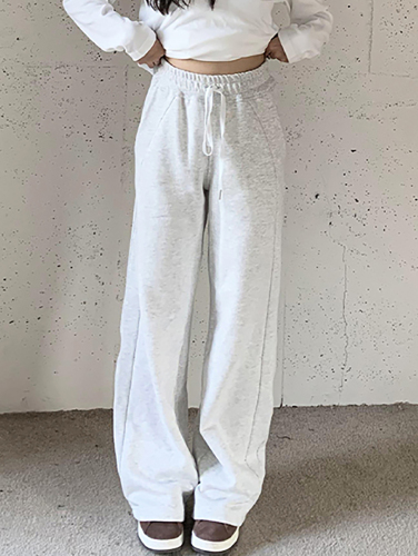 Casual sweatpants for women in autumn and winter, lazy elastic waist, wide legs, slightly flared floor-length trousers