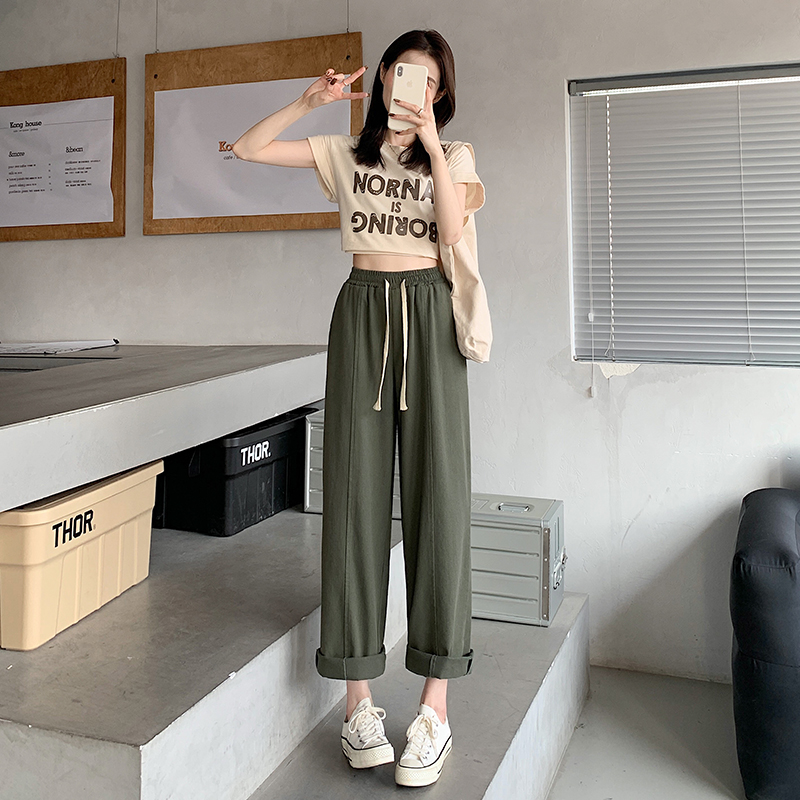 Real shots of pure cotton washing and busy life, Japanese style ins, simple solid color, comfortable, men's and women's sports and versatile trendy brands