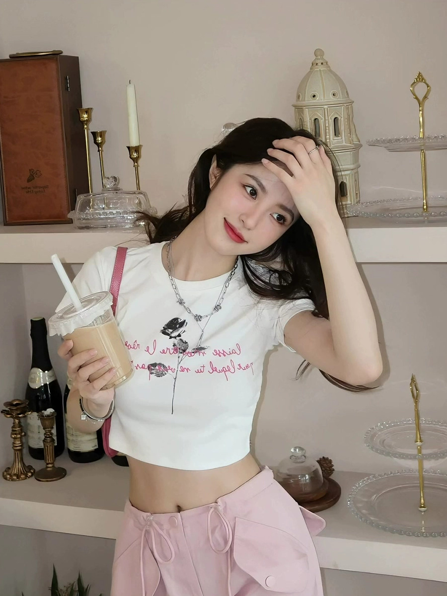 Official picture 92 cotton/8 spandex 40 count 210g pure cotton slim short T-shirt women's short sleeves