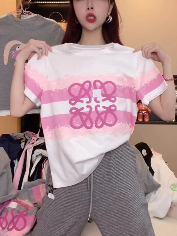 潮牌扎染印花短袖T恤女2024夏季新款時尚休閒百搭顯瘦正肩上衣潮