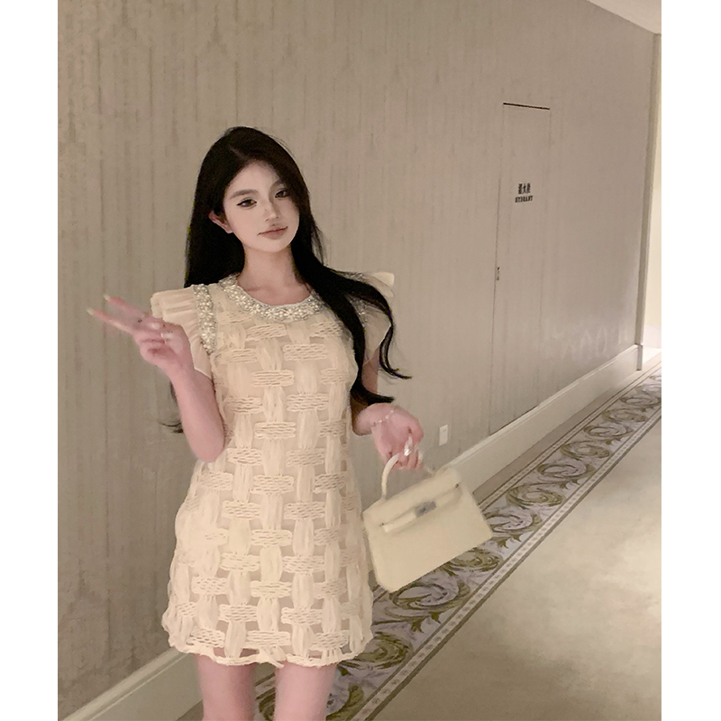 實拍法式茶歇連衣裙女2024年新款裙子質感高級感女裝顯瘦短裙
