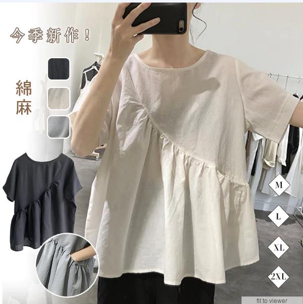 Summer clothing Japanese foreign single Japanese style Korean Dongdaemun cotton and linen shirt women's loose large size shirt M-4XL 200 pounds