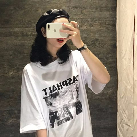 港風網紅短袖T恤女夏學生寬鬆百搭半袖上衣服潮