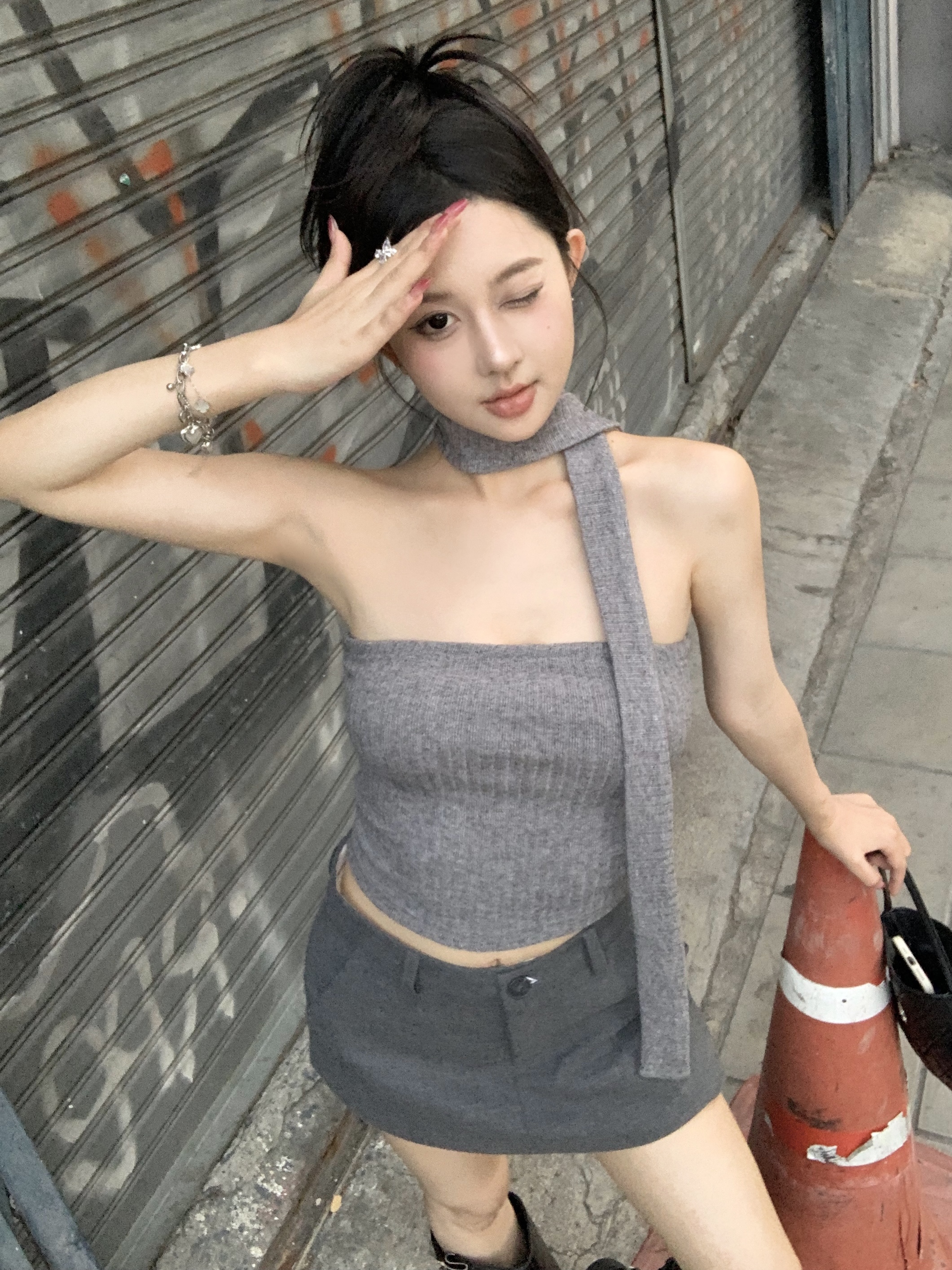 實拍實款價 抹胸背心內搭外穿女夏時髦無肩帶辣妹風裹胸+圍巾套裝